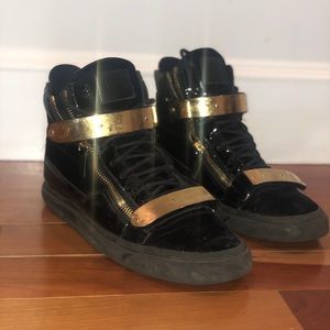 Giuseppe Zanotti Gold Bar High Top Sneaker